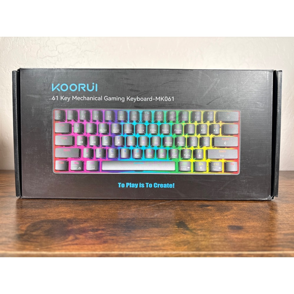 KOORUI MK061 61 Key Mechanical Gaming Keyboard Red Switch RGB 60% Compact Black